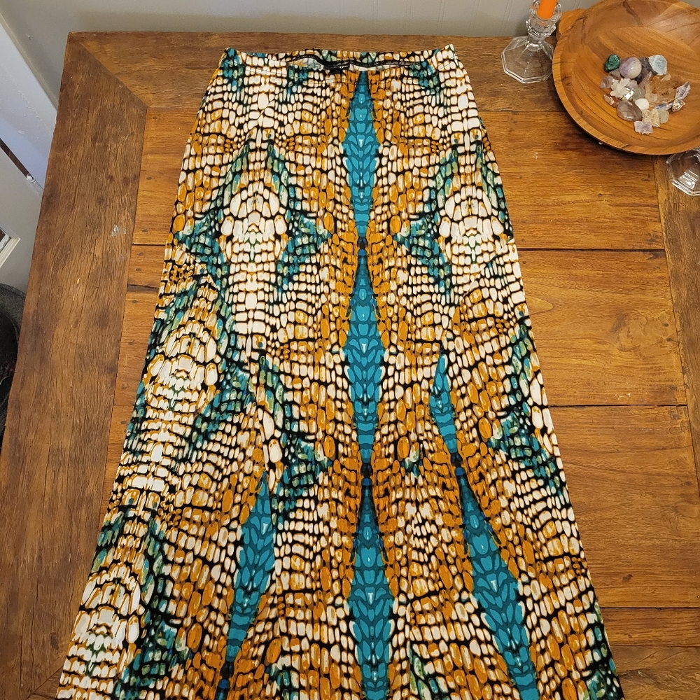Snakeskin Print Maxi Skirt